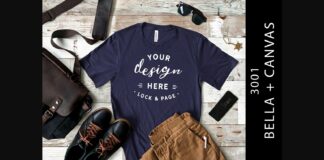 Mens Navy Bella Canvas 3001 Shirt Mockup Poster 1