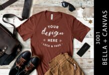 Mens Rust Bella Canvas 3001 Shirt Mockup Poster 1