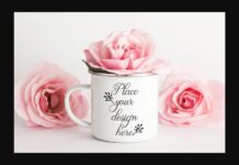 Metal Enamel Pink Mug Mockup Poster 1
