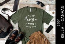 Military Green Bella Canvas 3001 Mockup Poster 1