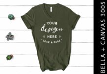 Military Green Bella Canvas 3005 Mockup Poster 1