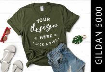 Military Green Gildan 5000 TShirt Mockup Poster 1