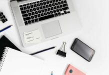 Modern Desktop Flat Lay Mockup Poster 1