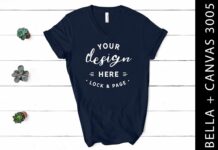 Navy Bella Canvas 3005 V Neck Mockup Poster 1