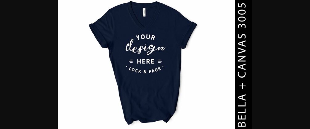 Navy Bella Canvas 3005 V-Neck Mockup Poster 1
