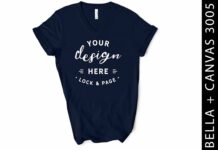 Navy Bella Canvas 3005 V-Neck Mockup Poster 1