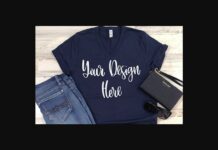 Navy Styled V-Neck T-shirt Mockup Photo Poster 1