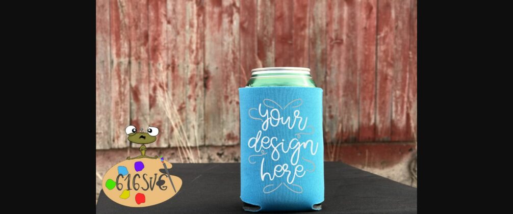 Neon Blue Can Cooler Mockup Poster 3