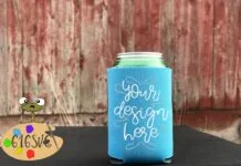 Neon Blue Can Cooler Mockup Poster 1