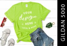 Neon Green Gildan 5000 T-Shirt Mockup Poster 1