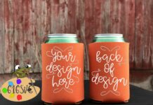 Neon Orange Can Cooler Mockup Poster 1