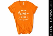 Orange Bella Canvas 3005 V-Neck Mockup Poster 1