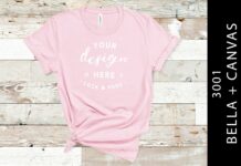 Pink Bella Canvas 3001 T Shirt Mockup Poster 1