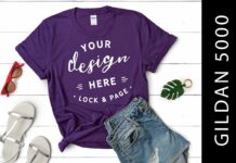 Purple Gildan 5000 Girls T-Shirt Mockup Poster 1