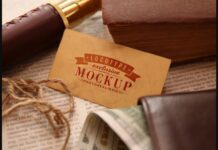 Realistic Mock-ups on Vintage Background Poster 1