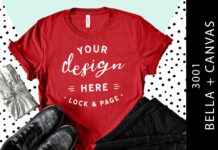 Red Bella Canvas 3001 T Shirt Mockup Poster 1