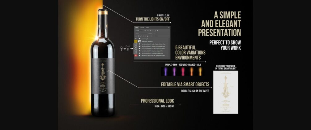 Red Wine Bottle Mockup Poster 11