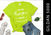 Safety Green Gildan 5000 T-Shirt Mockup Poster 1