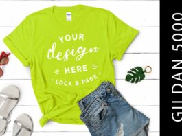 Safety Green Gildan 5000 T-Shirt Mockup Poster 1