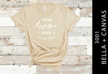 Tan Bella Canvas 3001 T Shirt Flat Lay Poster 1