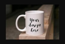 White Coffee Mug Mock Up on Wood Poster 1