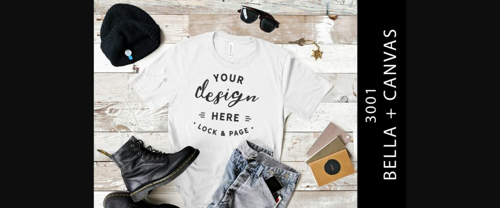 White Male Bella Canvas 3001 Tee Mockup Poster 1