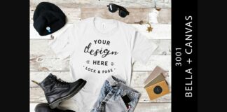 White Male Bella Canvas 3001 Tee Mockup Poster 1
