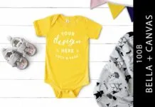 Yellow Baby Bella Canvas 100B Mockup Yellow Baby Bella Canvas 100B Mockup Poster 1