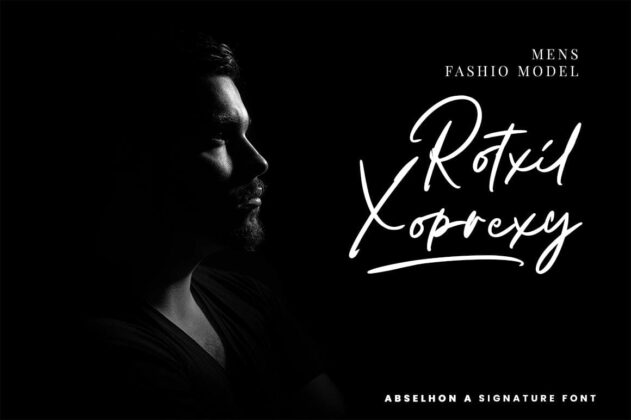 Abselhon handwritten signature font Poster 4