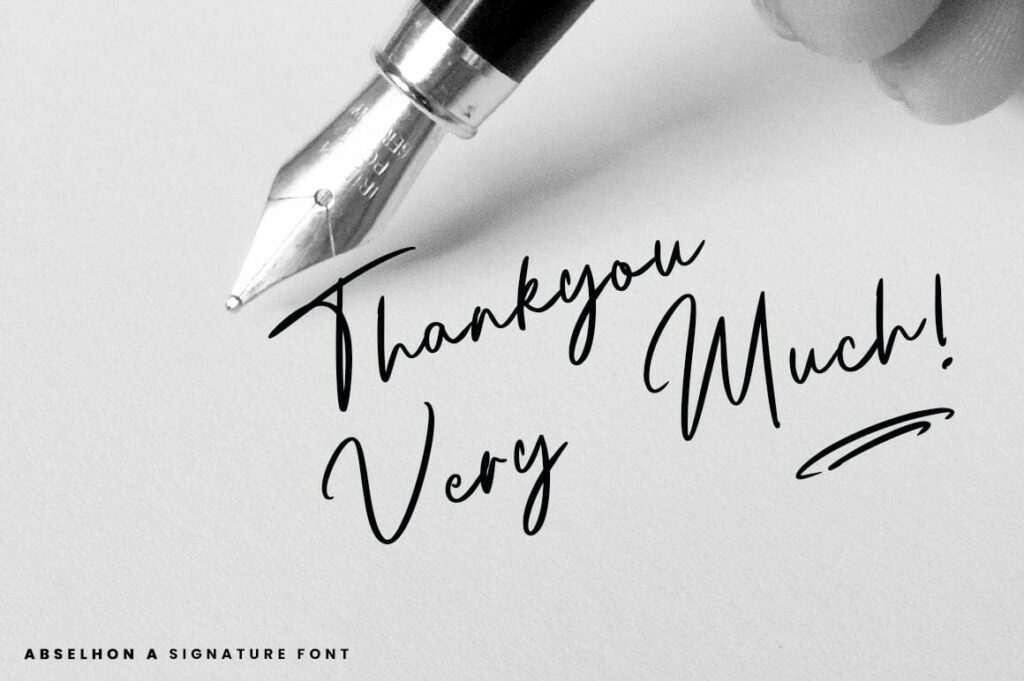 Abselhon handwritten signature font Poster 7