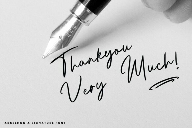 Abselhon handwritten signature font Poster 7
