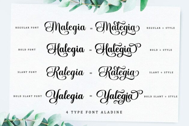 Aladine Lovely Script Font Poster 5