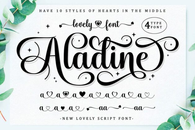 Aladine Lovely Script Font Poster 8