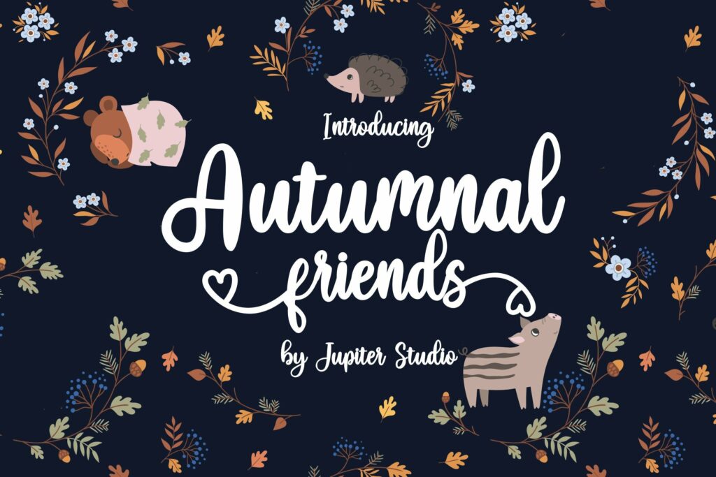 Autumnal Friends Script Font (Script Fonts, Romantic Fonts, Love Fonts) Poster 4