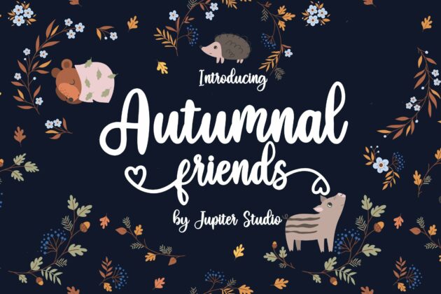 Autumnal Friends Script Font (Script Fonts, Romantic Fonts, Love Fonts) Poster 4