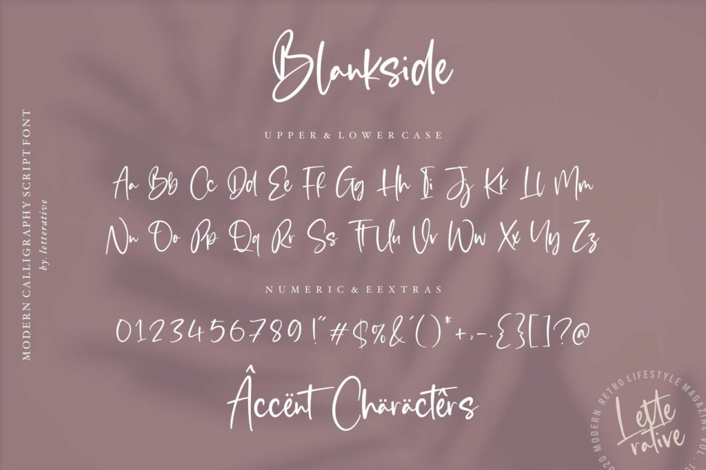 Blankside Modern Calligraphy Font Poster 2