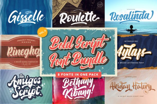 Bold Script Font Bundle Vol 2 Poster 1