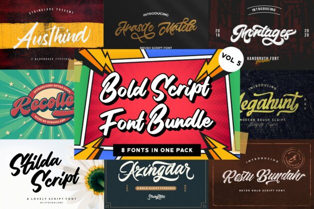 Bold Script Font Bundle Vol 5 Poster 1