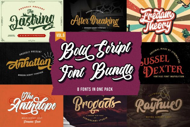 Bold Script Font Bundle Vol 6 Poster 3