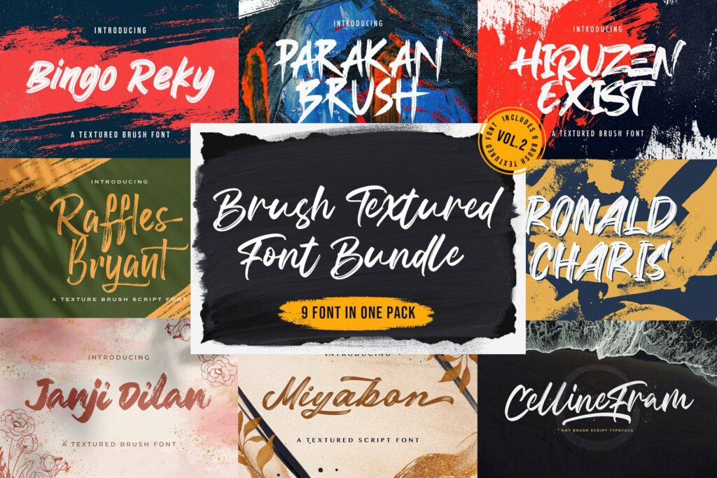 Brush Textured Font Bundle Vol. 2 Poster 7