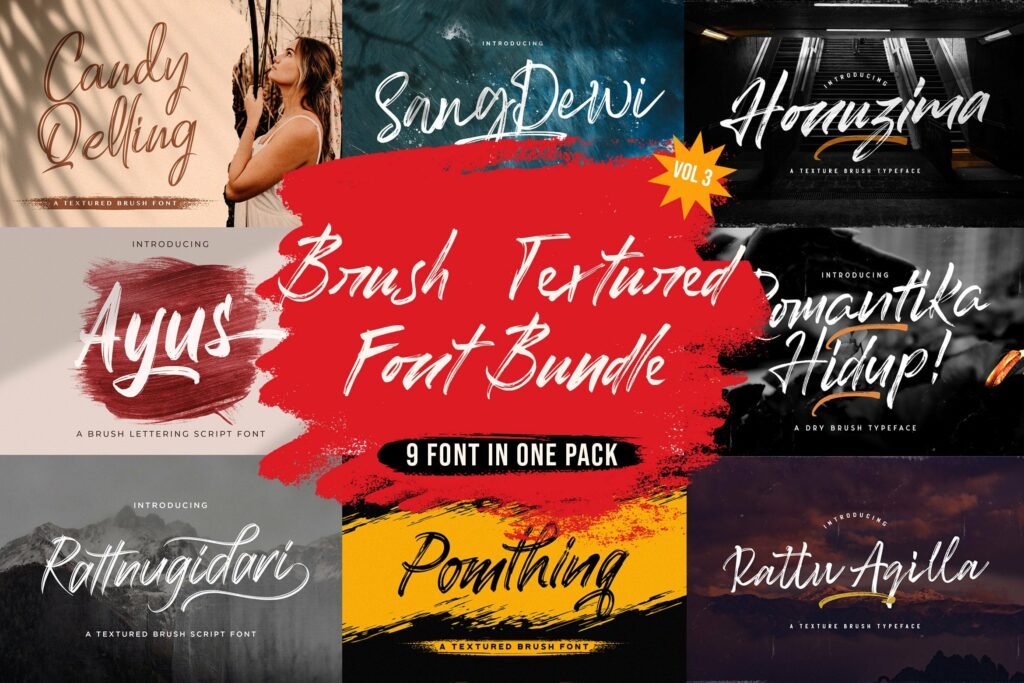 Brush Textured Font Bundle Vol. 3 Poster 3