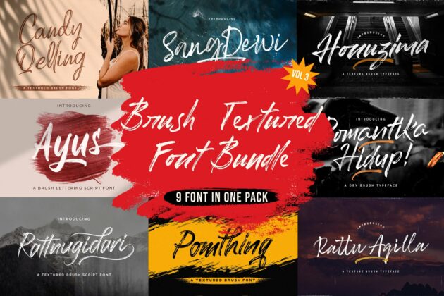 Brush Textured Font Bundle Vol. 3 Poster 3