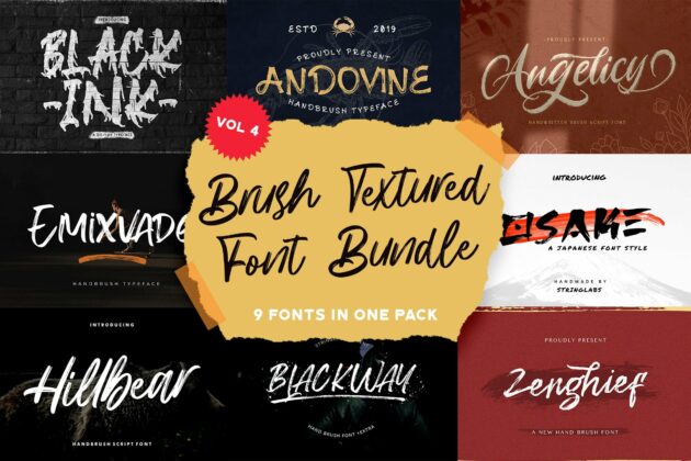 Brush Textured Font Bundle Vol. 4 Poster 3