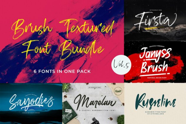 Brush Textured Font Bundle Vol. 5 Poster 6