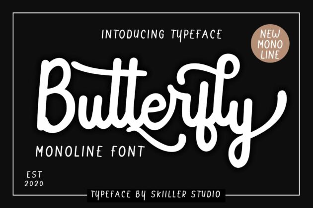 Butterfly Monoline Script Font Poster 2