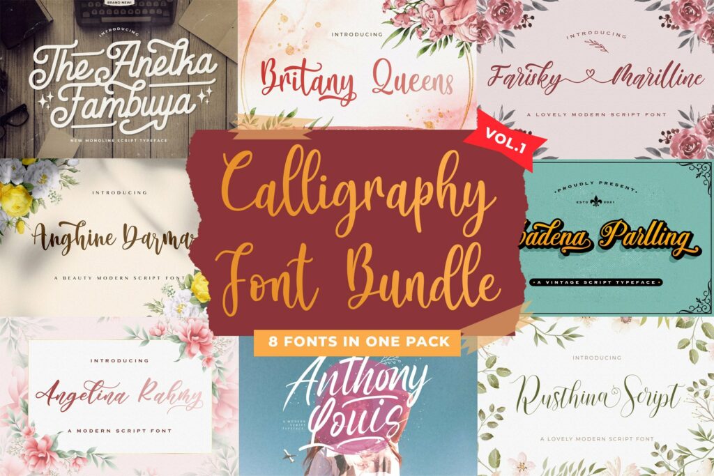 Calligraphy Font Bundle Vol 1 Poster 5