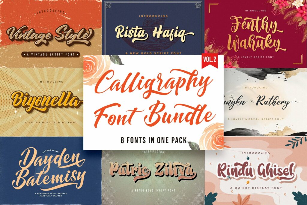 Calligraphy Font Bundle Vol 2 Poster 5