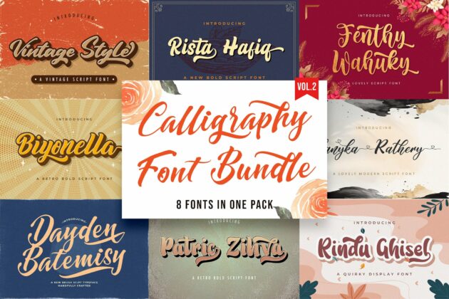 Calligraphy Font Bundle Vol 2 Poster 5