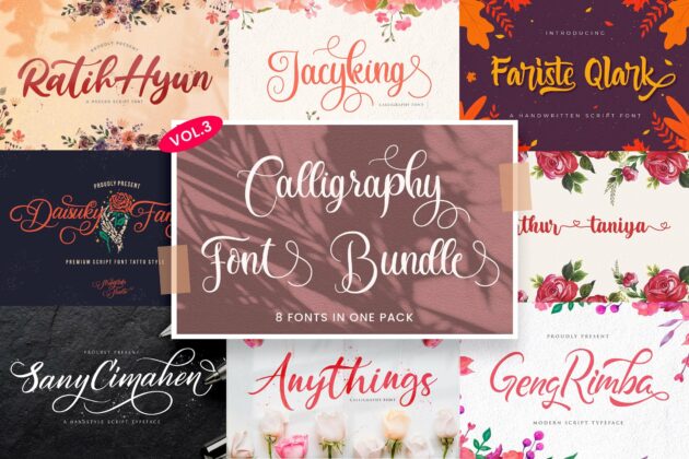 Calligraphy Font Bundle Vol 3 Poster 6