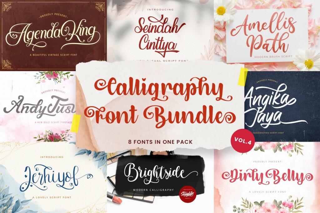 Calligraphy Font Bundle Vol 4 Poster 9